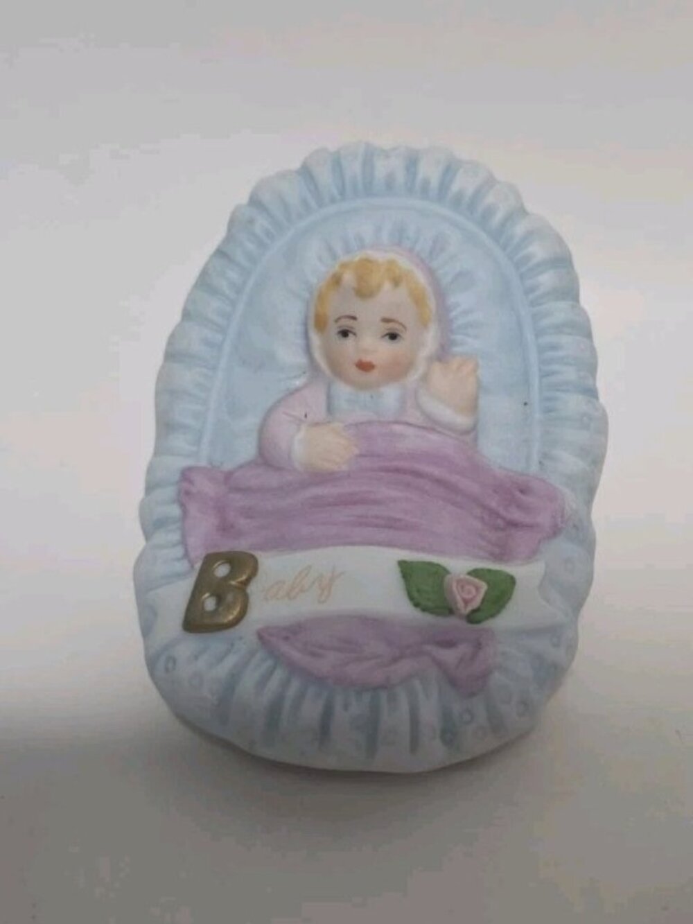 Vintage 3" Enesco Baby Figurine Growing Up Series Porcelain Birthday Girl 1983